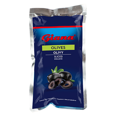 Black pitted olives cuts 180g